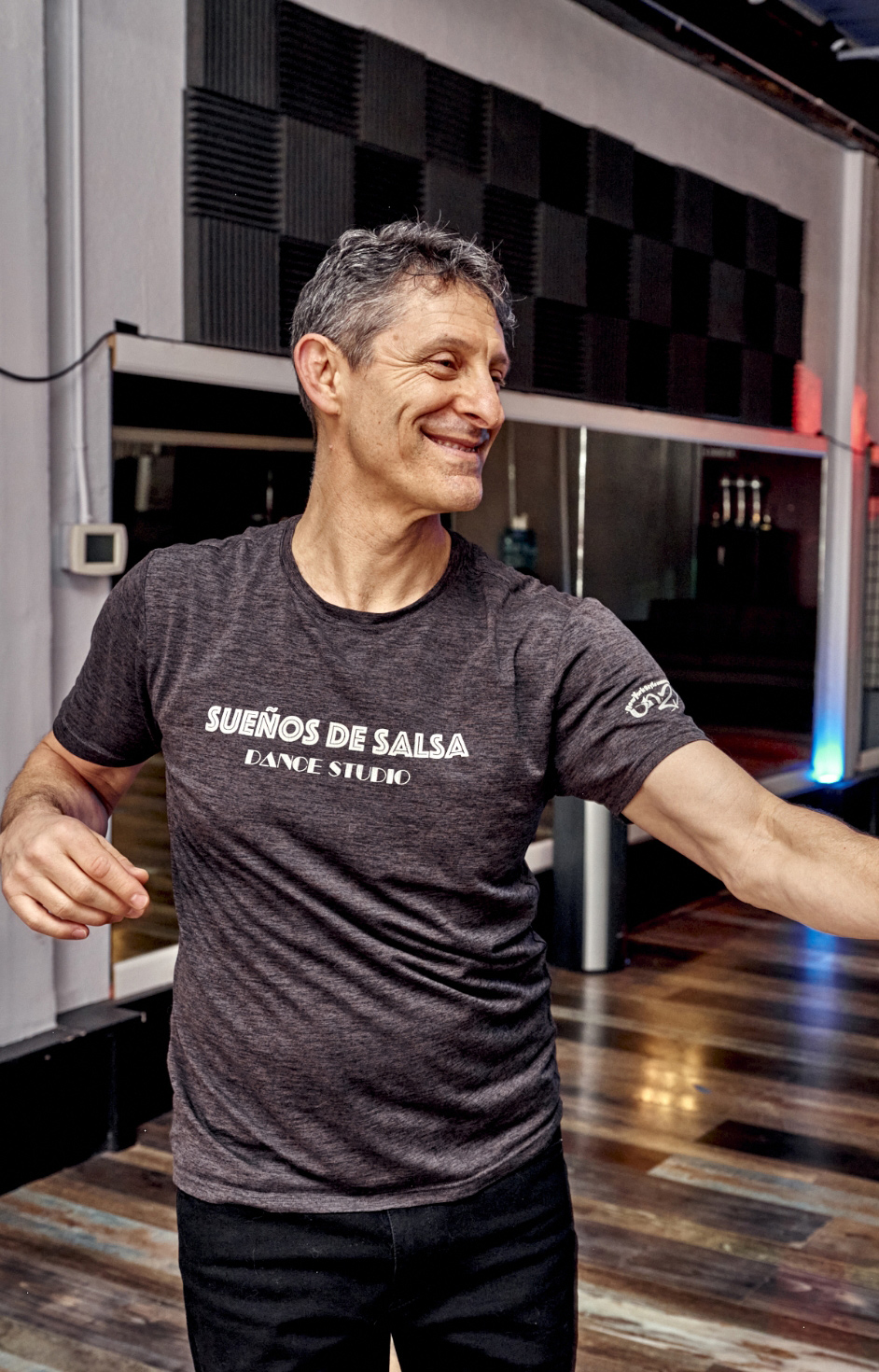 A man in a dancing studio.